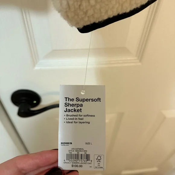 NWT Sonoma Sherpa Cream Jacket Full Zip in Large - Picture 4 of 9